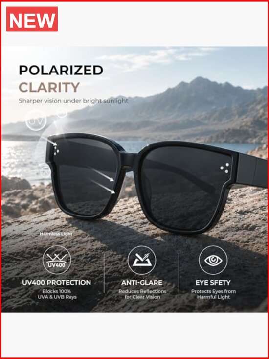 Polarized UV400 Fit Over Glasses Sunglasses TR90 Frame